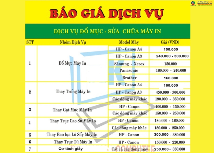 Báo giá sửa chữa máy in uy tín tại Hà Nội Gia Phát